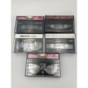 Mix Lot 5 Used 8mm Home Video Cassette Tapes Maxell-Sony-Panasonic-Maxell-TDK